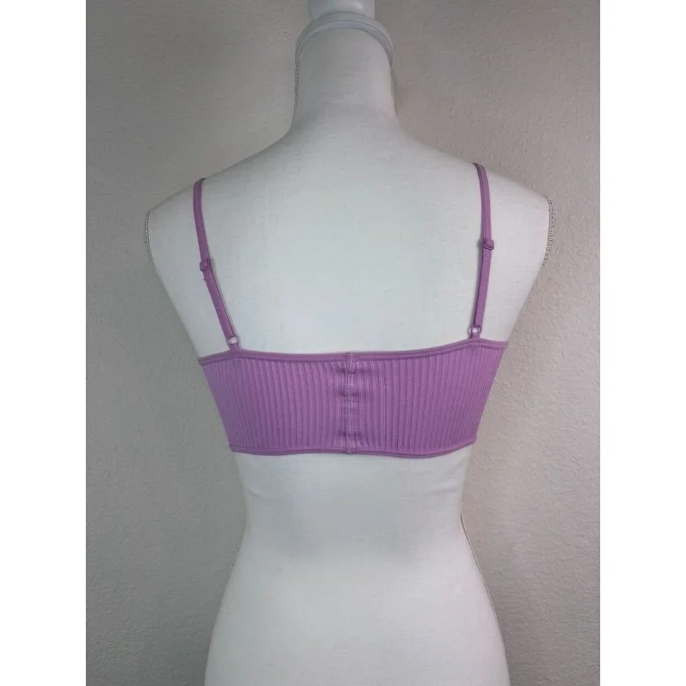 Anthropologie women's‎ small medium purple ribbed twist front bralette unlined